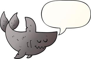 cartoon shark and speech bubble in smooth gradient style vector