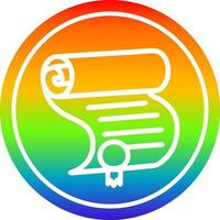 certificado de diploma circular en el espectro del arco iris vector