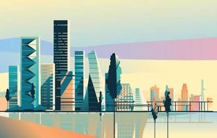 Beautiful Modern Skyscrapers Background with Gradient Color vector