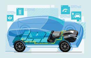 Modern Electric Vehicle with Components Design Concept vector
