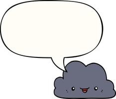 nube de dibujos animados lindo y burbuja del habla vector