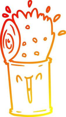 warm gradient line drawing cartoon happy exploding soup can