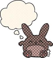 cartoon rabbit and thought bubble in comic book style vector