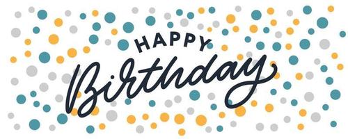 Happy Birthday lettering text banner, black color. Vector illustration.