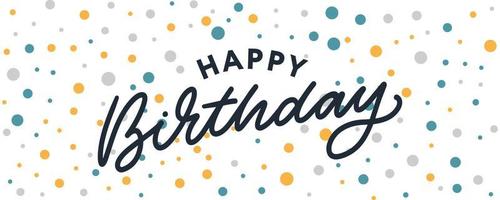 Happy Birthday lettering text banner, black color. Vector illustration.