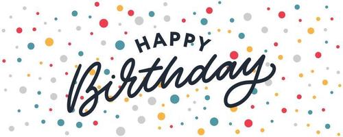 Happy Birthday lettering text banner, black color. Vector illustration.