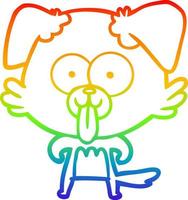rainbow gradient line drawing cartoon dog with tongue sticking out vector