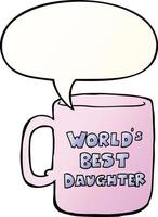 worlds best daughter mug and speech bubble in smooth gradient style vector