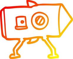 warm gradient line drawing cartoon landing spaceship vector