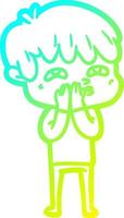 cold gradient line drawing cartoon curious man vector
