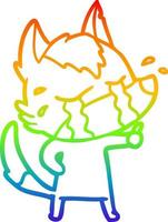 rainbow gradient line drawing cartoon crying wolf vector