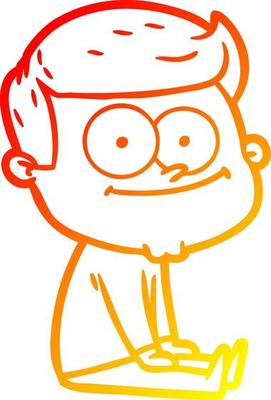 warm gradient line drawing cartoon happy man sitting