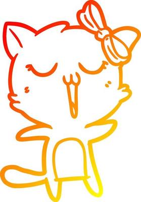 warm gradient line drawing cartoon cat