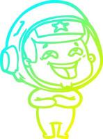 cold gradient line drawing cartoon laughing astronaut vector