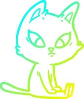 cold gradient line drawing confused cartoon cat vector