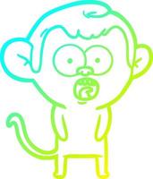 cold gradient line drawing cartoon shocked monkey vector