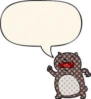 cartoon cat and speech bubble in comic book style vector