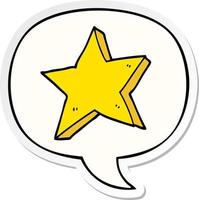 cartoon star and speech bubble sticker vector