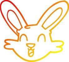 warm gradient line drawing cartoon cute bunny vector