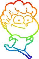 rainbow gradient line drawing cartoon happy man vector