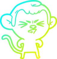 cold gradient line drawing cartoon annoyed monkey vector