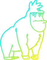 cold gradient line drawing cartoon gorilla vector