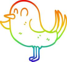 rainbow gradient line drawing cartoon garden bird vector