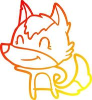 warm gradient line drawing friendly cartoon wolf vector