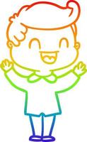 rainbow gradient line drawing cartoon happy man vector