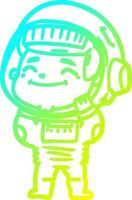 cold gradient line drawing happy cartoon astronaut vector