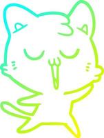 cold gradient line drawing cartoon cat singing vector