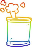 rainbow gradient line drawing cartoon can of beer vector