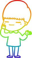 rainbow gradient line drawing cartoon smug boy vector