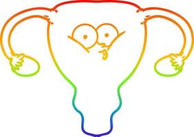 rainbow gradient line drawing cartoon uterus vector
