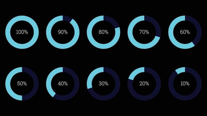 percentage infographics elements set in shape of flat bright ring