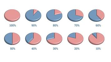 percentage infographics elements set in shape of 3d pie chart vector