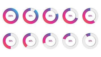 infografía de porcentaje ilustración vectorial en forma de círculo degradado colorido vector