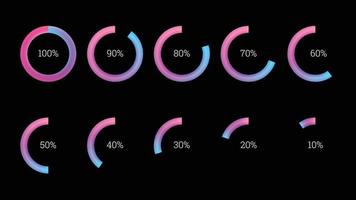 percentage infographics elements set in shape of flat gradient ring vector