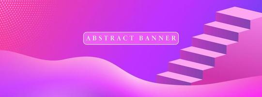 creative wide abstract banner created with simple geometric shapes vector