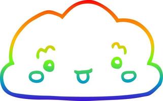 nube de dibujos animados de dibujo de línea de gradiente de arco iris vector