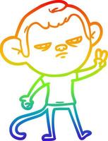 rainbow gradient line drawing cartoon annoyed monkey vector