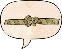 cartoon knotted rope and speech bubble in retro texture style vector