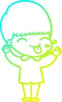 cold gradient line drawing cartoon funny boy vector