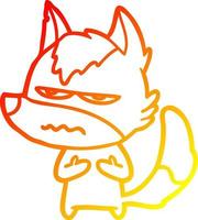 warm gradient line drawing cartoon annoyed wolf vector