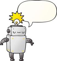 cartoon robot and speech bubble in smooth gradient style vector