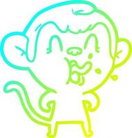 cold gradient line drawing crazy cartoon monkey vector