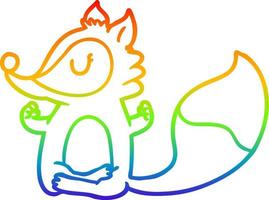 rainbow gradient line drawing cartoon fox meditating vector