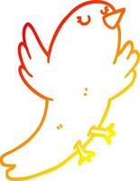 warm gradient line drawing cartoon bird vector