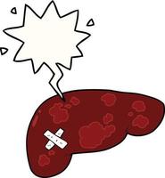 cartoon unhealthy liver and speech bubble vector