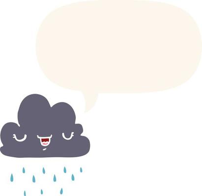 cartoon storm cloud and speech bubble in retro style